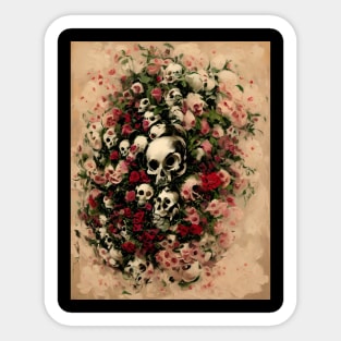 Skulls and roses Sticker